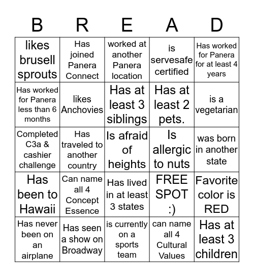 Get to Know You BINGO Card