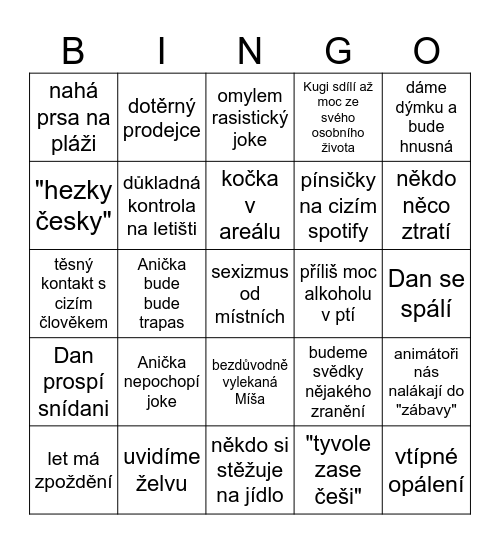 Dovolenkové BINGO vol. II Bingo Card