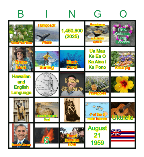 All Roads Lead To Hawaii Bingo Card