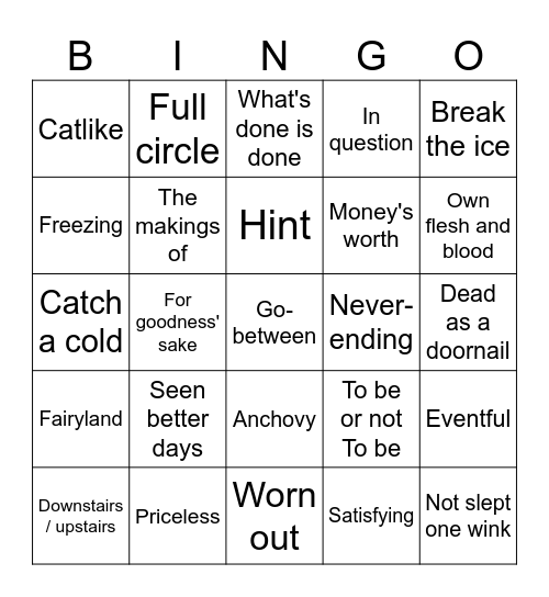 To B or Not to B...ingo Bingo Card