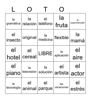 COGNADOS Bingo Card