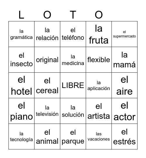 COGNADOS Bingo Card