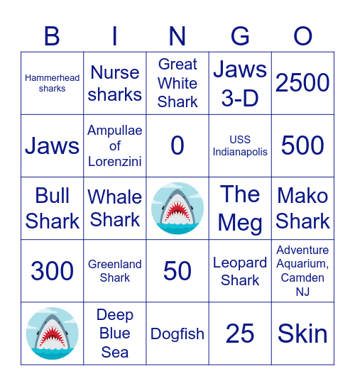SHARK BINGO Card