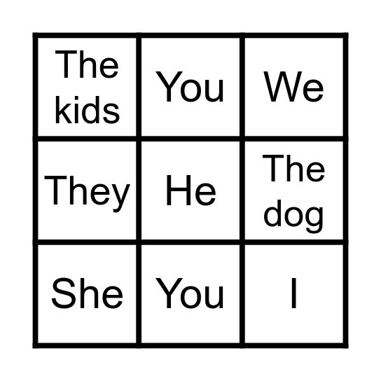 SIMPLE PRESENT Bingo Card