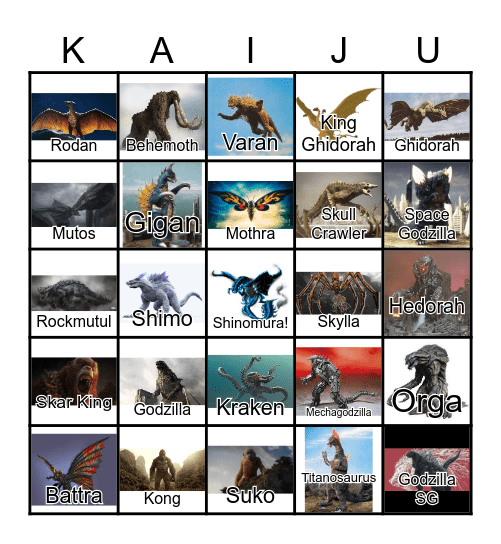 F9 Godzilla Bingo Card