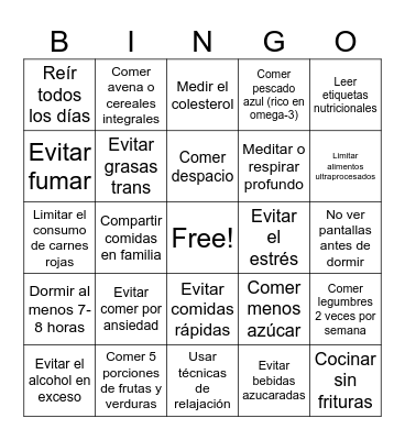 Bingo por el corazon Bingo Card