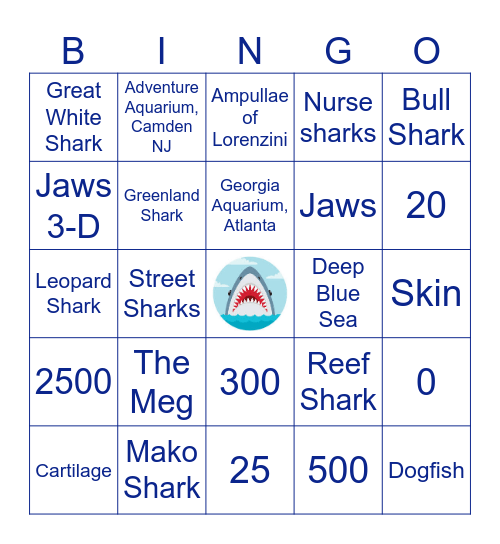 SHARK BINGO! Bingo Card