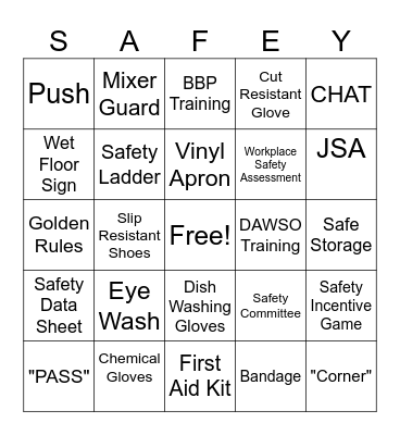Safety Bingo Card