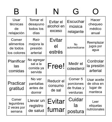 Bingo por el corazón Bingo Card
