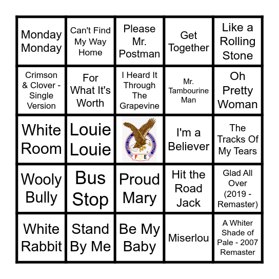 60'S ROCK/POP Bingo Card