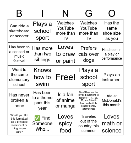 Untitled Bingo Card
