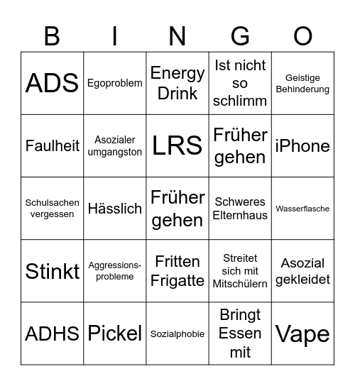 Ben Bingo Card