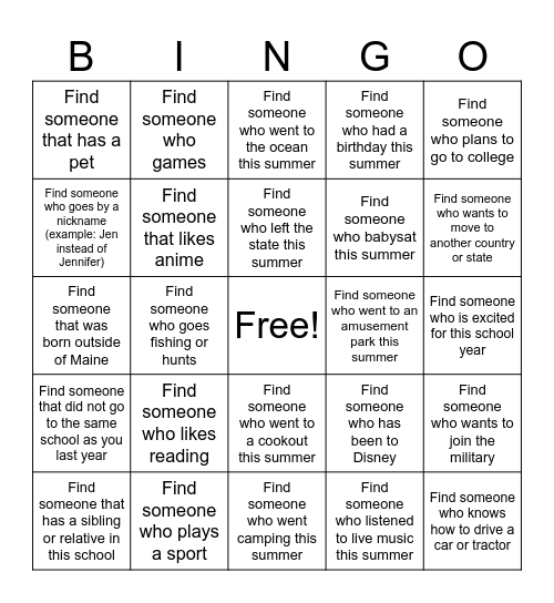 Get to Know Your Roundtable Bingo Card