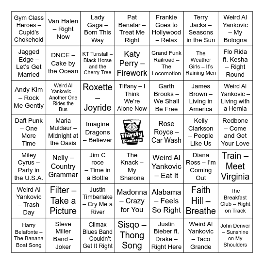 Thirsty for Knowledge Music Bingo Card
