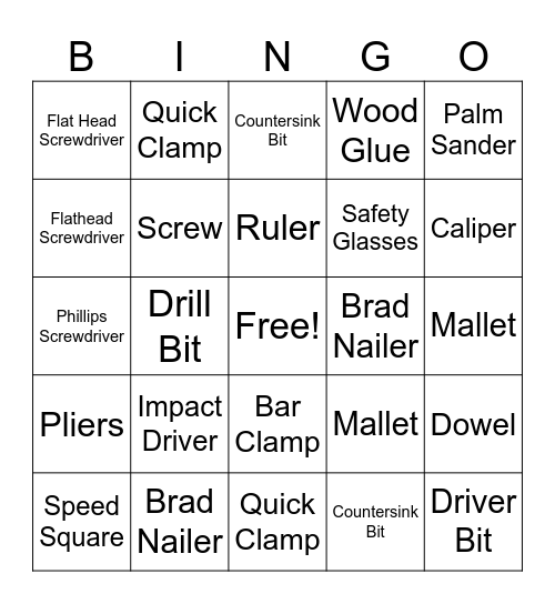 Tech Ed 7 Tools & Keywords Bingo Card