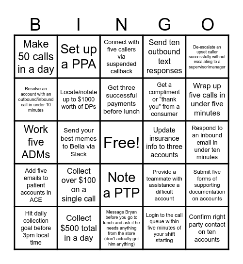 Collector Bingo!!! Bingo Card