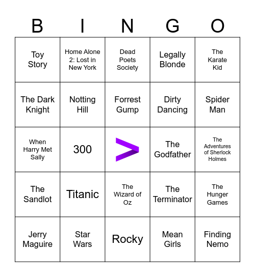 Famous Movies Bingo Card