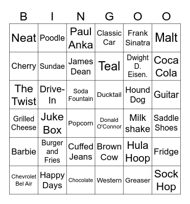 1950s Bingo (1) Bingo Card