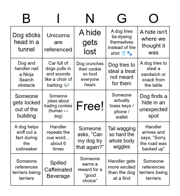 Sniff Camp 2025 Bingo Card