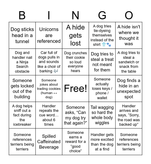 Sniff Camp 2025 Bingo Card