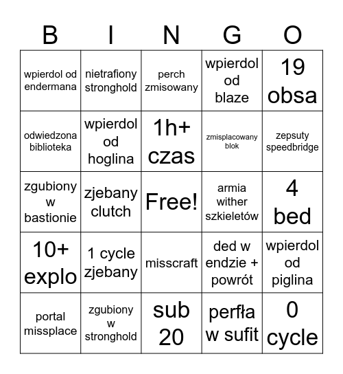 Mid-offs Bingo Card