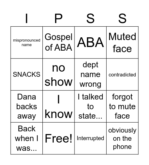 Meeting Bingo Card