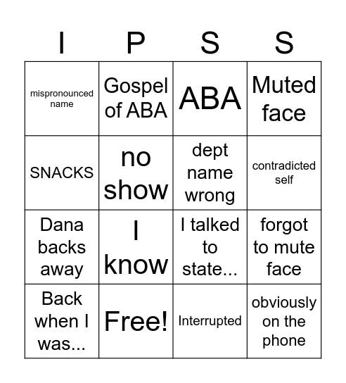 Meeting Bingo Card