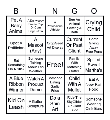 Lola Red State Fair Bingo Card