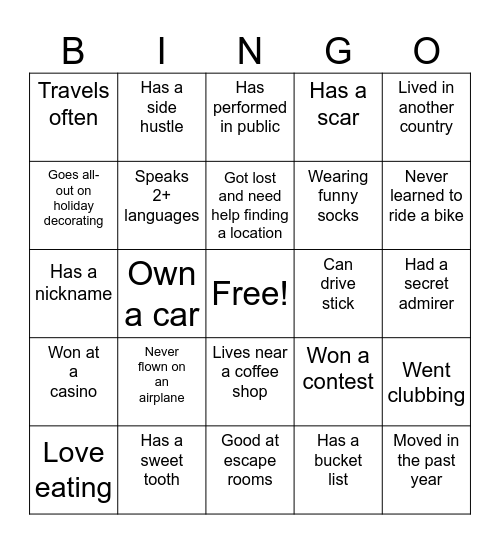 Human Bingo Card