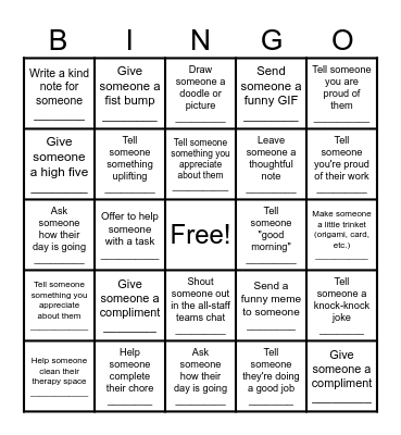 Kindness Bingo! Bingo Card
