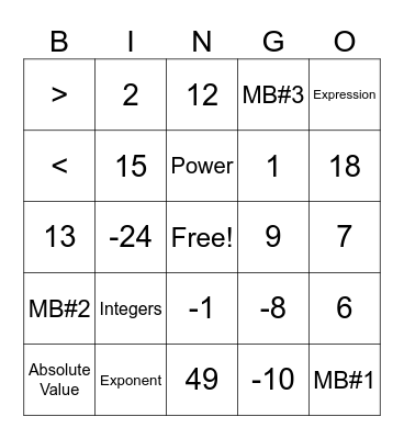 Math Bingo 8/22/25 Bingo Card