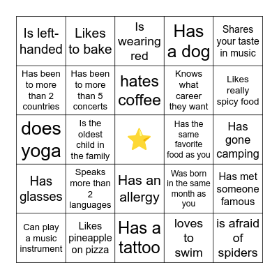 Find Someone Who Bingo Card
