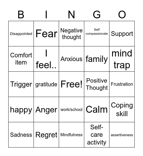 Wellness Bingo Card