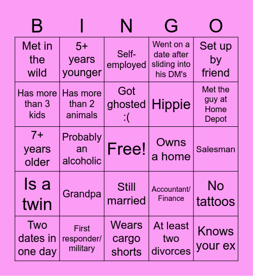 Dating Bingo! Bingo Card