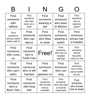 Human Bingo Card