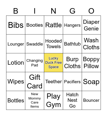 Welcome Baby Frey Bingo Card