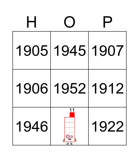 Number blocks Bingo Card