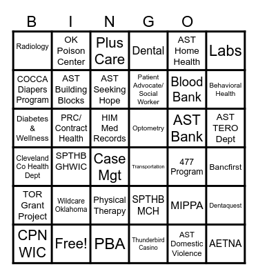 Health Fair 2025 Bingo Card