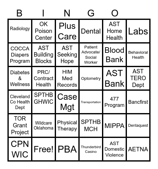 Health Fair 2025 Bingo Card