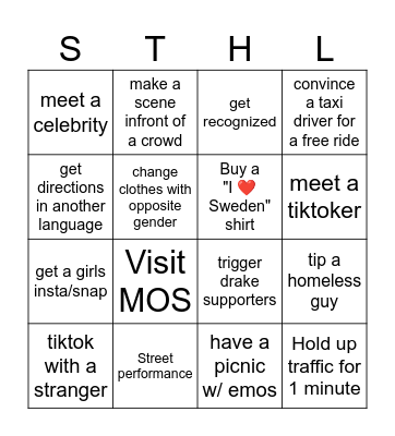 STOCKHOLM IRL BINGO Card