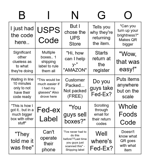 25 Reasons to bash your head upon the counter Bingo Card