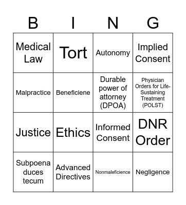 Lesson 13 Bingo Card