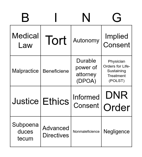 Lesson 13 Bingo Card