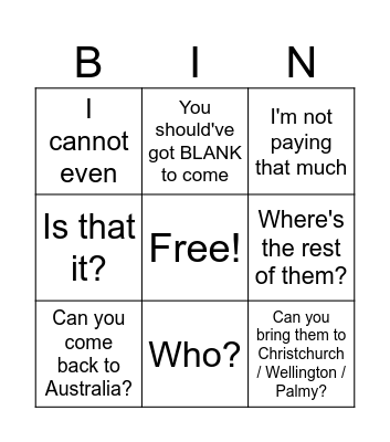 Guest Announcement Livestream Bingo Card