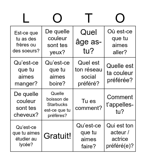 Révision! Bingo Card