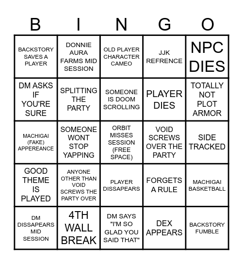 Alrime bingo Card