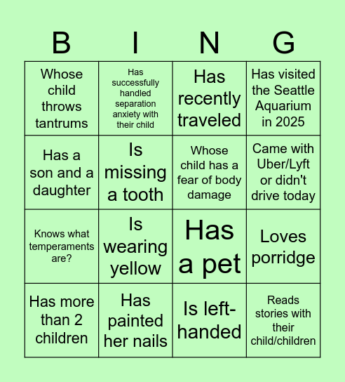 Flourishing Under Five Bingo Card