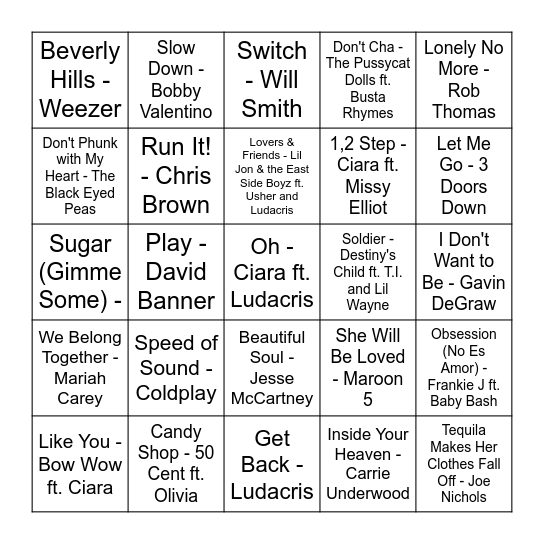 2005 Bingo Card