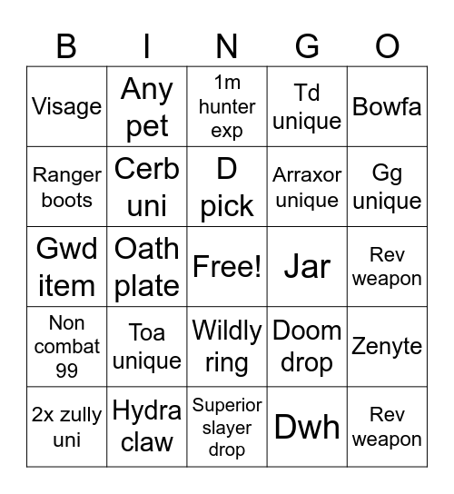 gim bingo Card