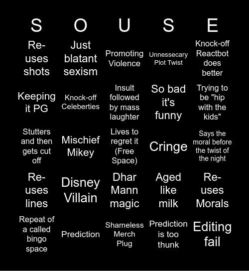 DDDhar Mann Bingo Card